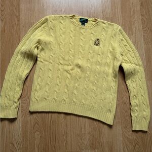 Yellow Cable Knit Sweater lambswool Ralph Lauren